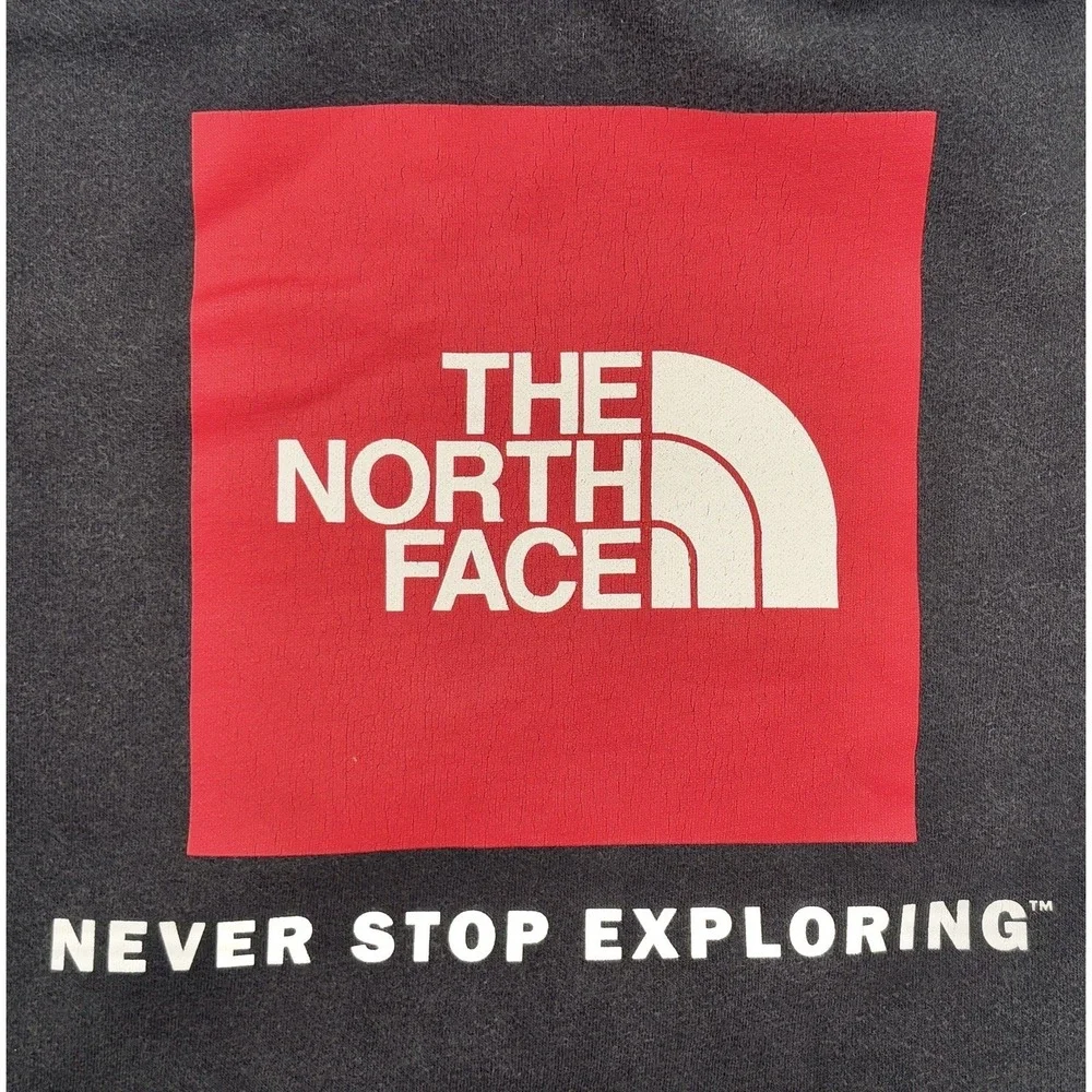 The North Face Box NSE‎ Pullover Hoodie Black Red Logo Men's Medium